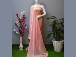 Dusty Pink Pure Crepe Brocade Unstitched Suits (1941M)