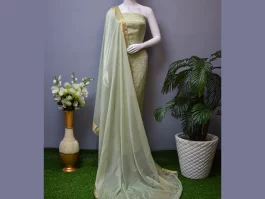 Dusty Pista Crepe Brocade Unstitched Suits (761M)