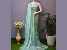 Sea Green Pure Crepe Brocade Unstitched Suits (201M)