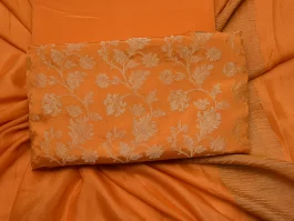 Rust Pure Crepe Brocade Unstitched Suits (62M)