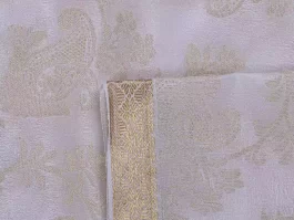 Dyeable Pure Zari Brocade Floral paisley Fabric for Wedding Dress (SDH6)