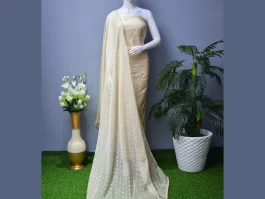 Fawn Cotton Silk Lurex Jacquard Unstitched Suits (45L)