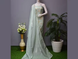 Sea Green Cotton Silk Lurex Jacquard Unstiched Suits (5LLM)