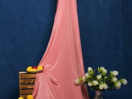 Mill Dyed Salmon Pink Viscose Crepe Fabric