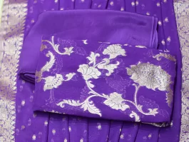 Unstitched Purple Platinum Zari GGT Suits