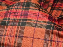 Check Digital Printed Velvet Fabric