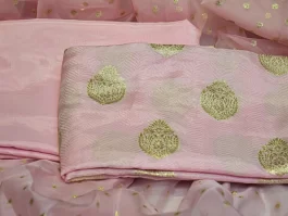 Pink Cotton Silk Lurex Jacquard Unstitched Suits (94SC)