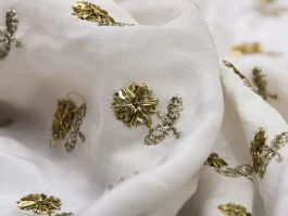 Dyeable Viscose Crepe Zari Embroidery Fabric for Sharara