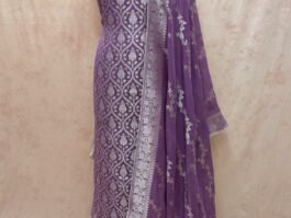 Sunset Purple Platinum Zari Royal Georgette Unstitched Suits