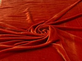 Dyed Bright Rust Pure Silk Velvet for Bridal Gowns / Lehangas Outfits