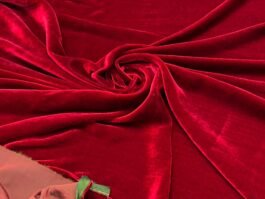Dyed Red Shot Green Pure Silk Velvet for Bridal Gowns / Lehangas Outfits